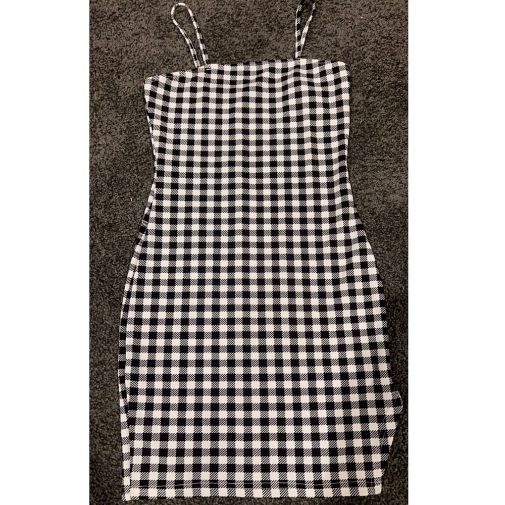 Black And White Checkered Body Con Dress